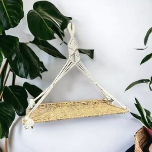 Bamboo Seagrass Macrame Hanging Shelf Rack Indoor Outdoor Boho Beach Home Decor